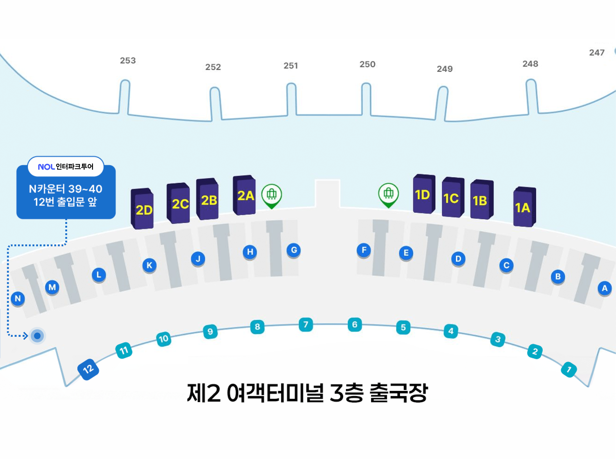 미팅 장소 : 제2터미널 N카운터 12번 출입구 앞